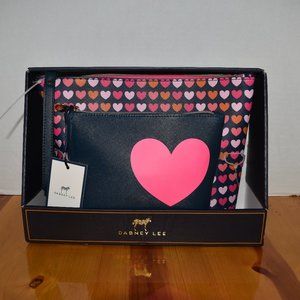 DABNEY LEE 2 Piece Wristlet/Pouch Set Pink Hearts *New With Tags*